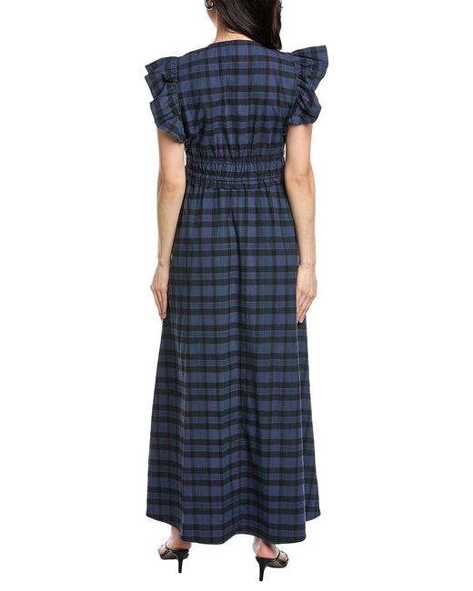 Sail To Sable Blue V-Neck Flutter Sleeve Maxi Dress