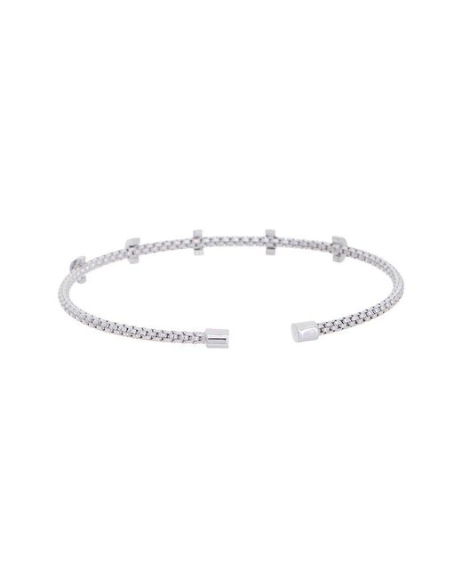 Meshmerise White 18K Plated 0.15 Ct. Tw. Diamond Mesh Bangle