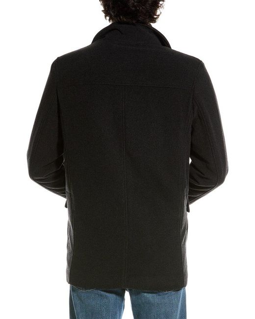 Cole Haan Black Wool-Blend Car Coat for men