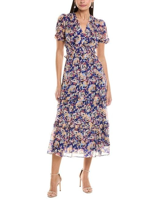 Shoshanna Purple Nevaeh Midi Dress