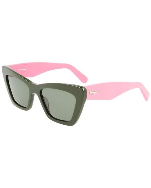 Ferragamo Green Classic Logo 55Mm Sunglasses