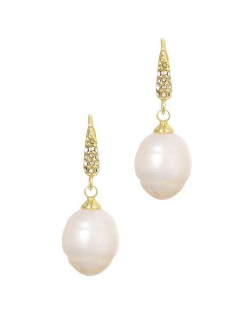 Adornia Metallic 14K Plated Freshwater Pearl Cz Drop Earrings