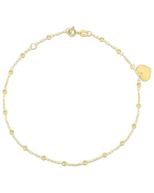 Italian Gold Natural 14K Bead Chain Anklet