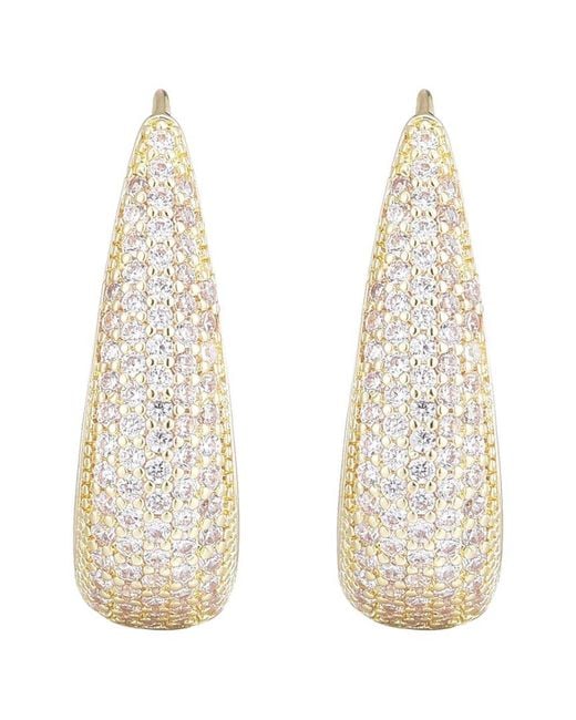 Adornia Metallic 14K Plated Cz Secure Hinge Hoop Earrings