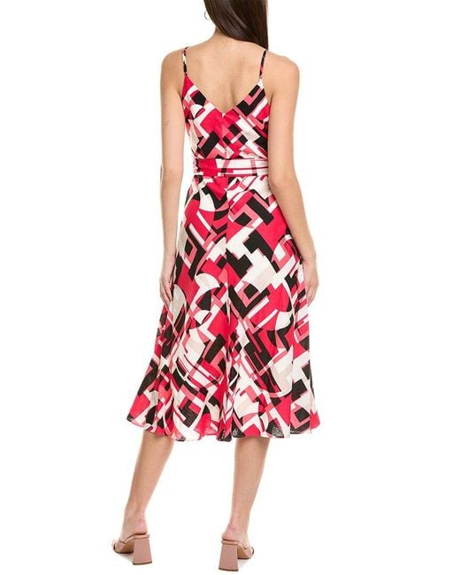 Karl Lagerfeld Red Geo Print Linen-Blend Maxi Dress