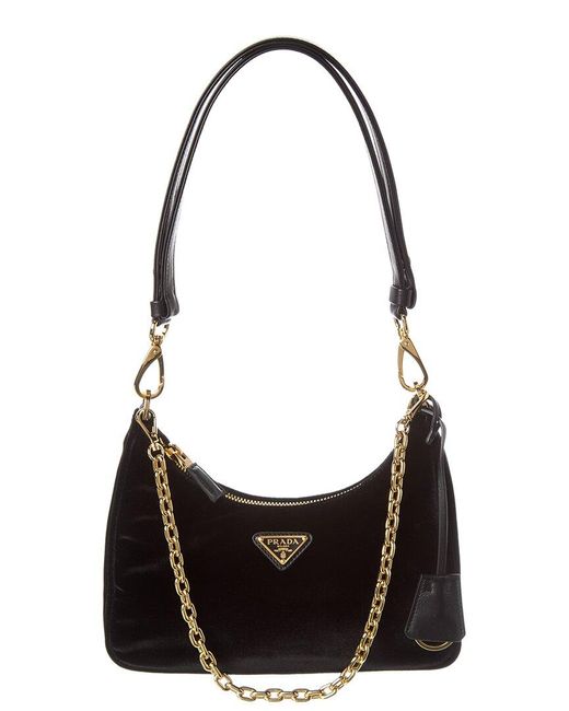 Prada Black Re-edition Velvet & Leather Mini Bag