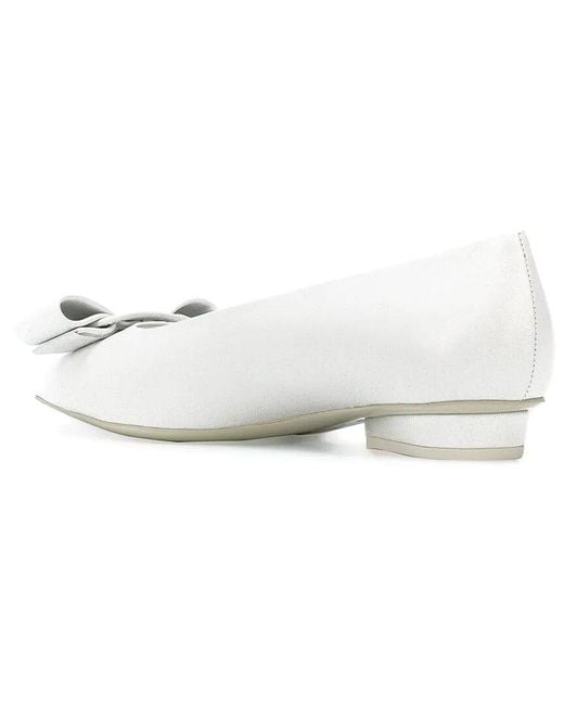 Ferragamo White Viva Leather Ballet Flat