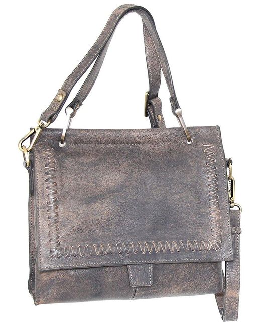 Nino Bossi Gray Cleopatra Aviator Leather Satchel