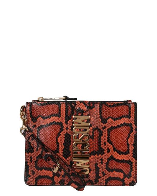 Moschino Red Leather Wristlet