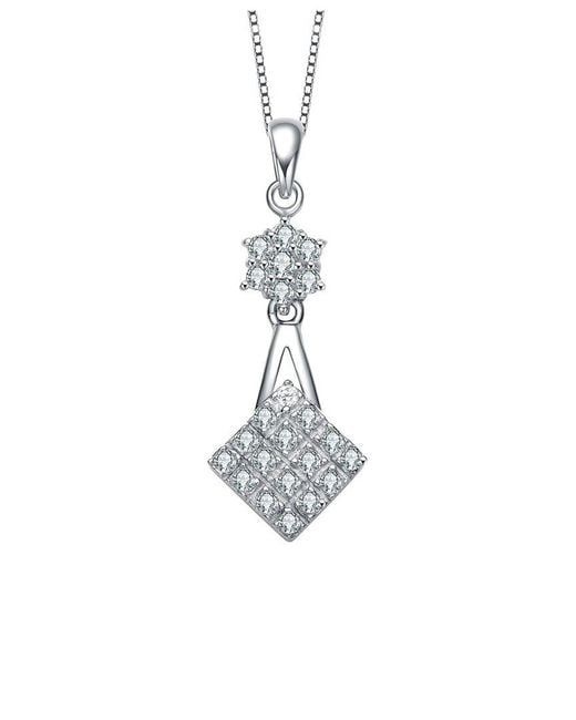Genevive Jewelry White Silver Cz Pendant