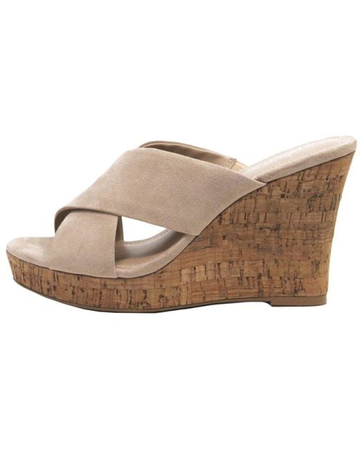 Charles David White Latrice Wedge Sandal