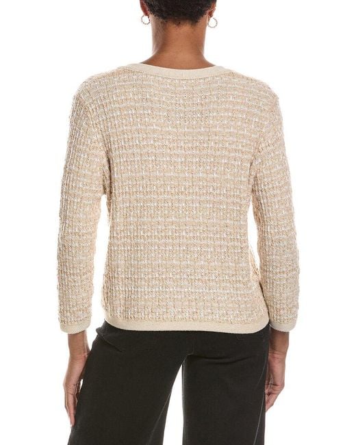 Autumn Cashmere Natural Cropped Texture Stitch V-Neck Jacket