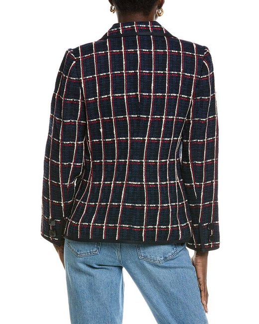 FAVORITE DAUGHTER Blue The Classic Tweed Wool-Blend Jacket