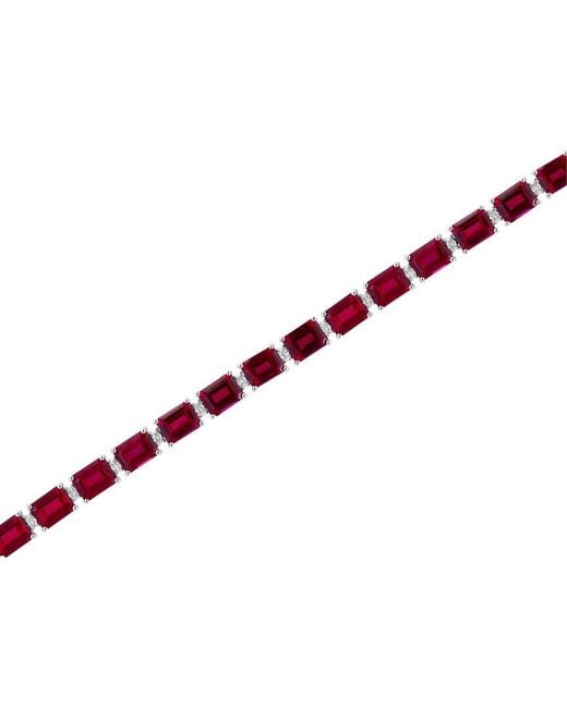 Effy Fine Jewelry Metallic 14K 30.07 Ct. Tw. Lab-Grown Diamond & Lab-Grown Ruby Bracelet