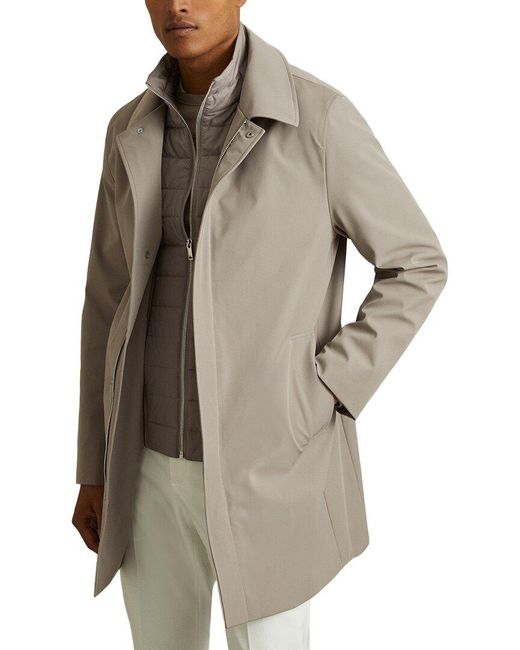 Reiss Gray Logan Inner Hybrid Overcoat for men