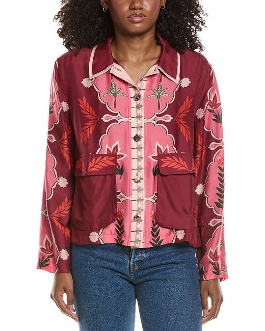 Johnny Was Red Shannon Silk-Blend Jacket