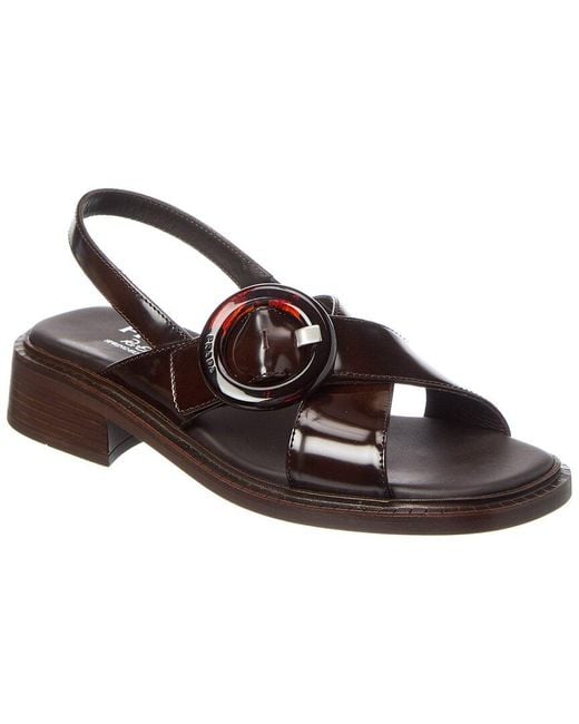 Prada Brown Re-Edition Brushed Leather Sandal