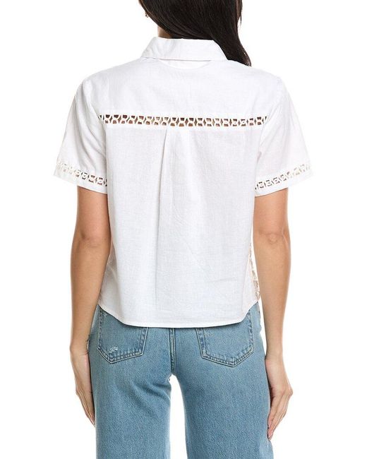 Allison White Camille Linen-Blend Shirt