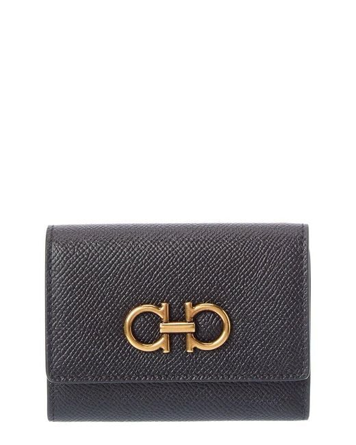 Ferragamo Gray Gancini Leather Card Case