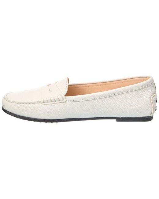 Tod's White City Gommino Leather Loafer