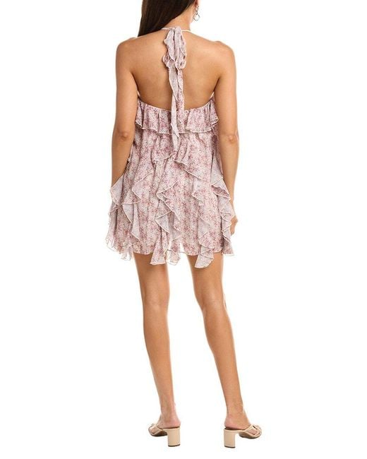 Fate Pink Halter Neck Ruffle Mini Dress