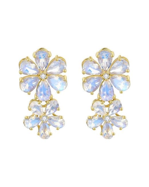 Nina Zhou Jewelry White 14K 5.72 Ct. Tw. Diamond & Moonstone Drop Earrings