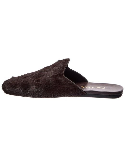 Prada Brown Haircalf Mule