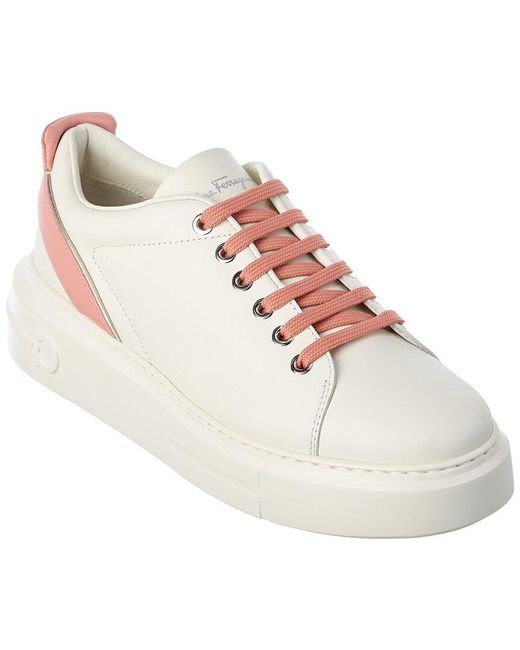 Ferragamo Pink Senise Leather Sneakers 5,5 Leather