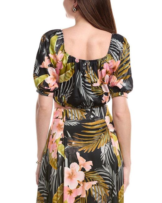FAVORITE DAUGHTER Black The Anywhere With You Silk-Blend Top