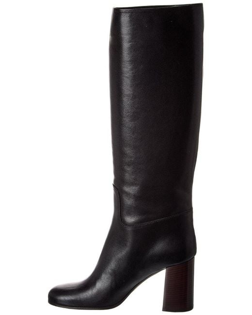 Ferragamo Black Ovidio Leather Knee-High Boot