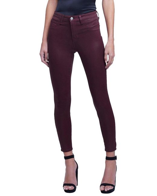 L'Agence Purple Margot High-rise Skinny Jean Dark Wine Coated Jean