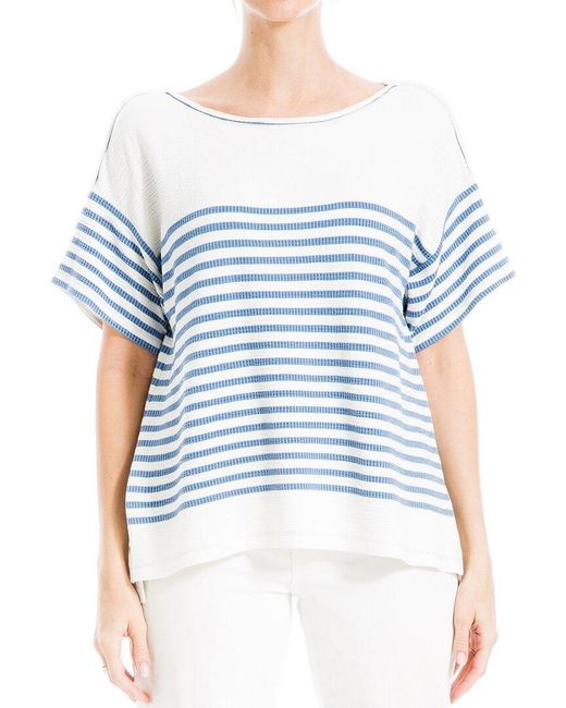 Max Studio Blue Stripe Top