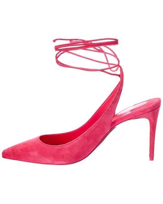 Christian Louboutin Pink Lace-Up Kate 85 Suede Pump