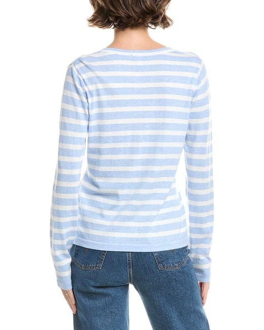 Forte Blue Split Neck Cashmere-Blend Sweater