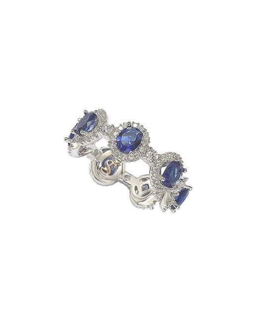 Suzy Levian Blue Silver Cz Ring