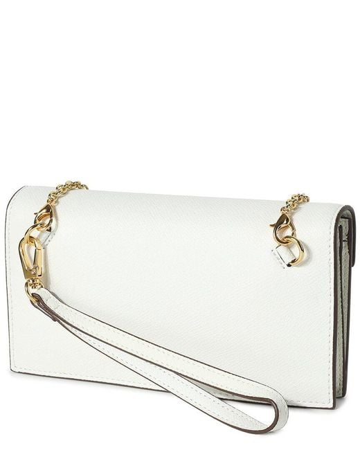 Tiffany & Fred Paris White Saffiano Leather Convertible Wallet/clutch