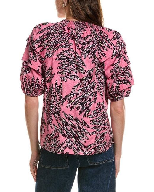 NIC+ZOE Red Petite Blush Of Spring Peasant Top