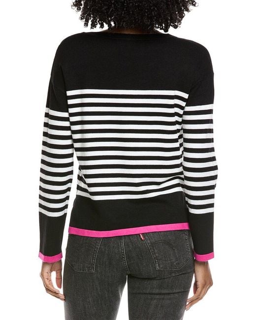 Cece Black Sailor Stripe Heart Sweater