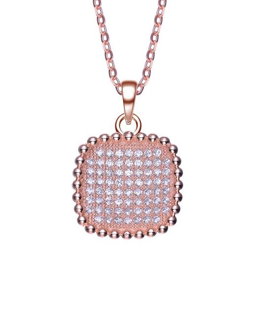 Genevive Jewelry Pink 18k Rose Gold Plated Cz Pendant