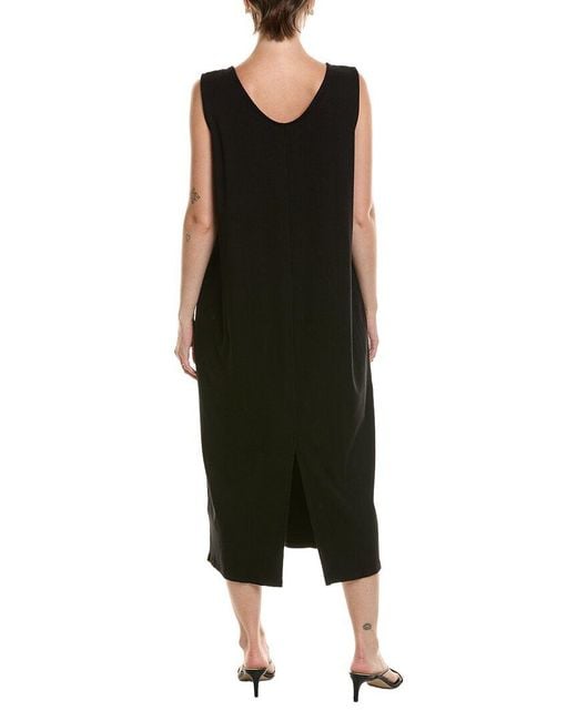 Eileen Fisher Black V-Neck Flare Oval Dress