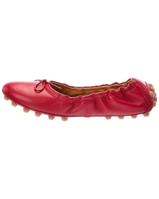 Tod's Red Gommini Leather Flat