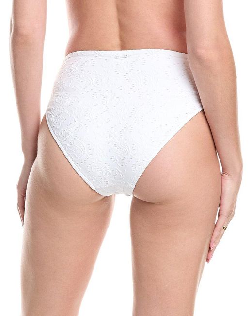 Sea Level White Interlace Retro High-Waist Bikini Bottom