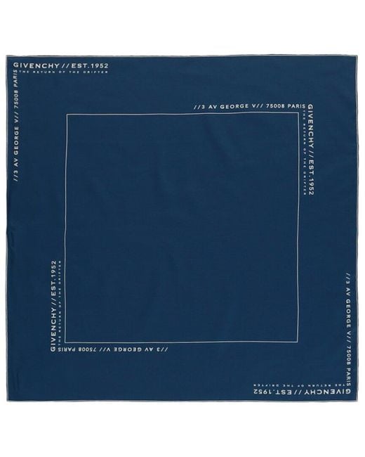 Givenchy Blue Silk Drifter Scarf for men