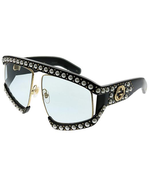 Gucci Black Faux Pearl-embellished Sunglasses