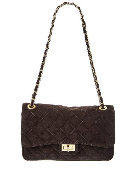 Isabella Rossetti Black Maeve Quilted Suede Crossbody