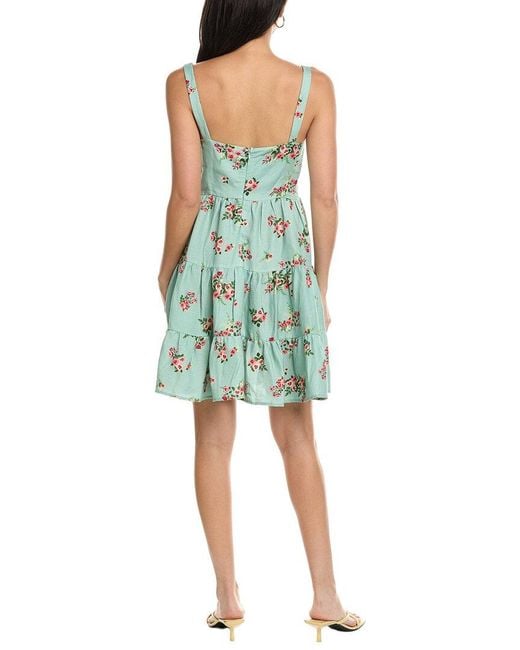 Seraphin Green Sleeveless Linen-Blend Mini Dress