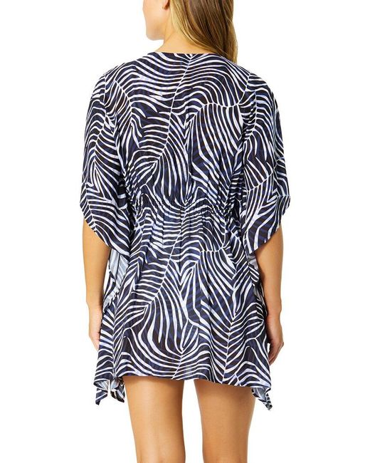 Anne Cole Blue Tie Front Kaftan Cover-Up