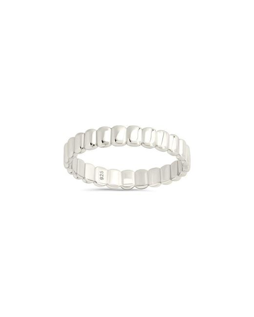 Sterling Forever White Stacey Textured Band Ring