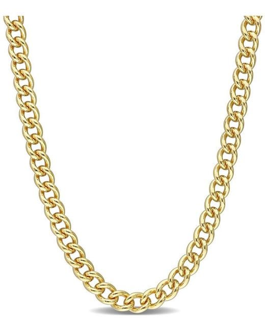 Italian Silver Metallic 18K Over Curb Link Chain Necklace