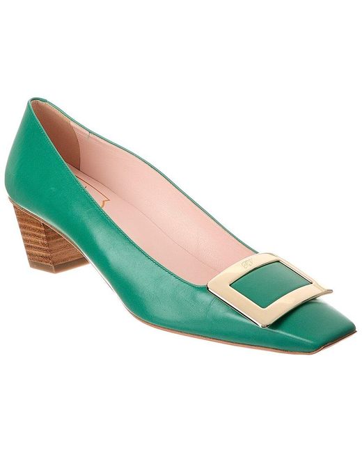 Roger Vivier Green Buckle Leather Pump